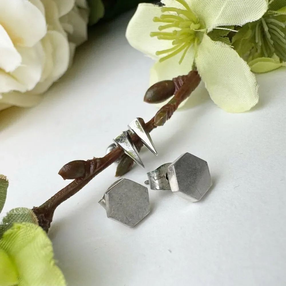 MINIMALIST earrings | 2 pair | Modern silver studs | geometric & sleek | underst